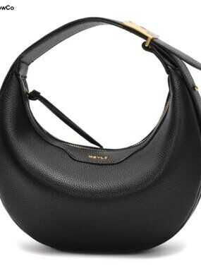 Trendy Leather Crescent Shoulder Bag - Crossbody Hobo Purse with Adjustable